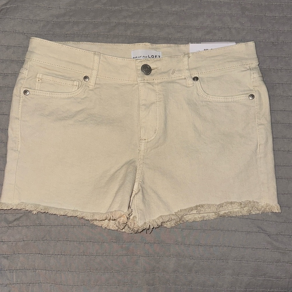 🟣4/$20 NWT Loft Denim Shorts Off White 2 26 Cut-Off